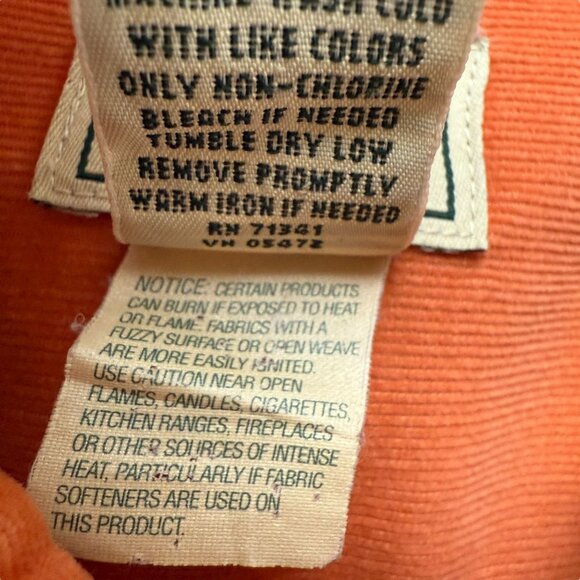 L.L BEAN Mens Corduroy Shirt XL Tall 100% Cotton Orange Long Sleeve Button up Vi - Picture 7 of 9